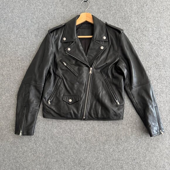 Levis Real Leather Crop Biker Motorcycle Jacket Small - Picture 1 of 8